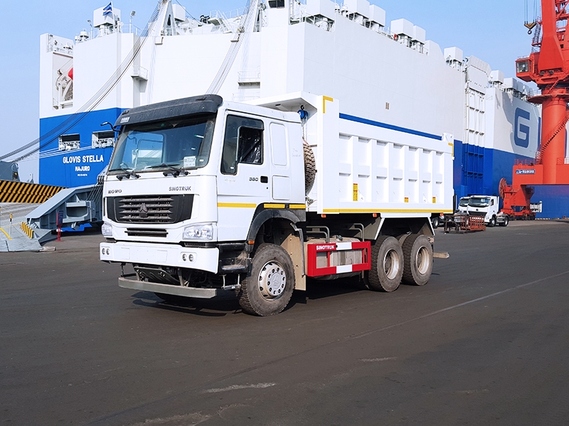 L’inspection des véhicules de Sinotruk au port chinois avant l’expédition pour l’Algérie